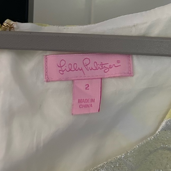 Lilly Pulitzer Adriana Dress Yellow/Silver-size 2-EUC - Picture 4 of 8
